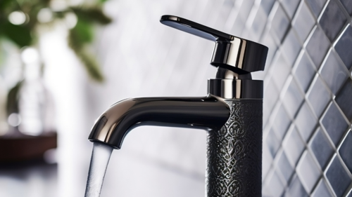 A tap dispensing water