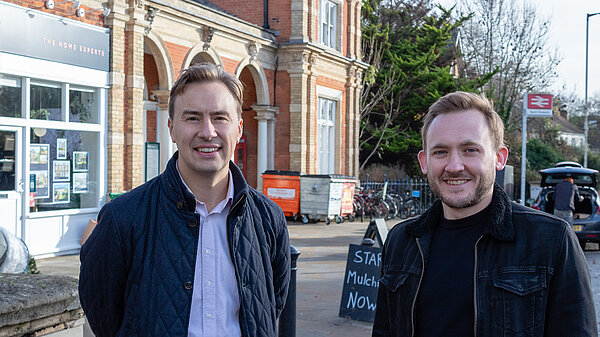 Richard and Ed standing in front of North Dulwich station