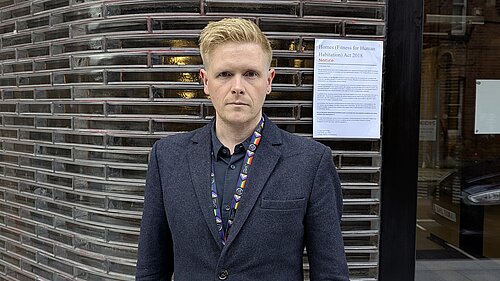 Victor outside Labour HQ