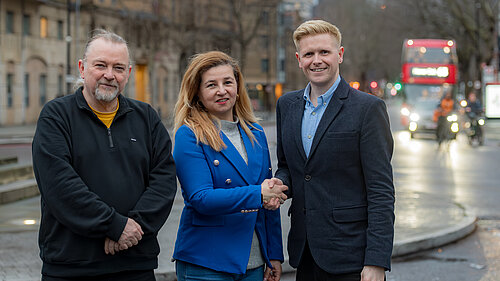 Lina Maria with Cllr Victor Chamberlain and Cllr Graham Neal